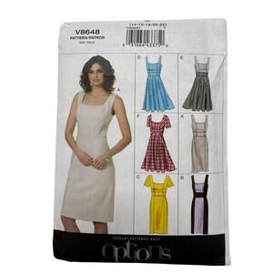 VOGUE Options Square Neck Dress Pattern Size E5 14-16-18-20-22 V8648 Uncut